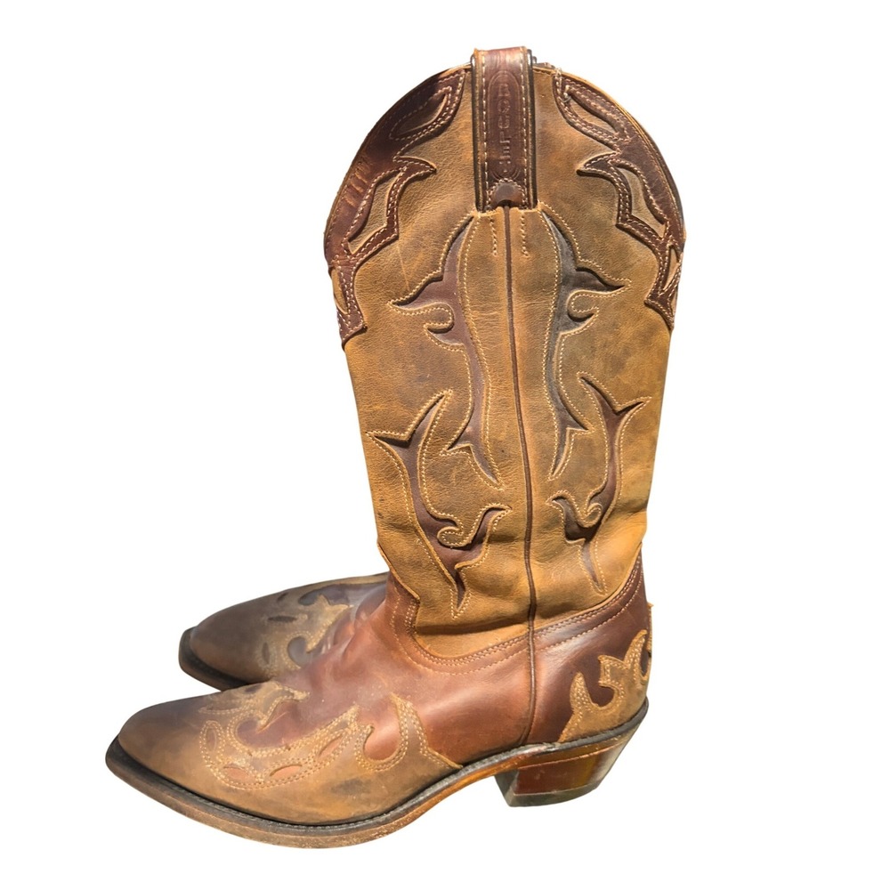 Boulet Brown Leather Western Cowboy Boots Made in Canada Size 7 C C661509